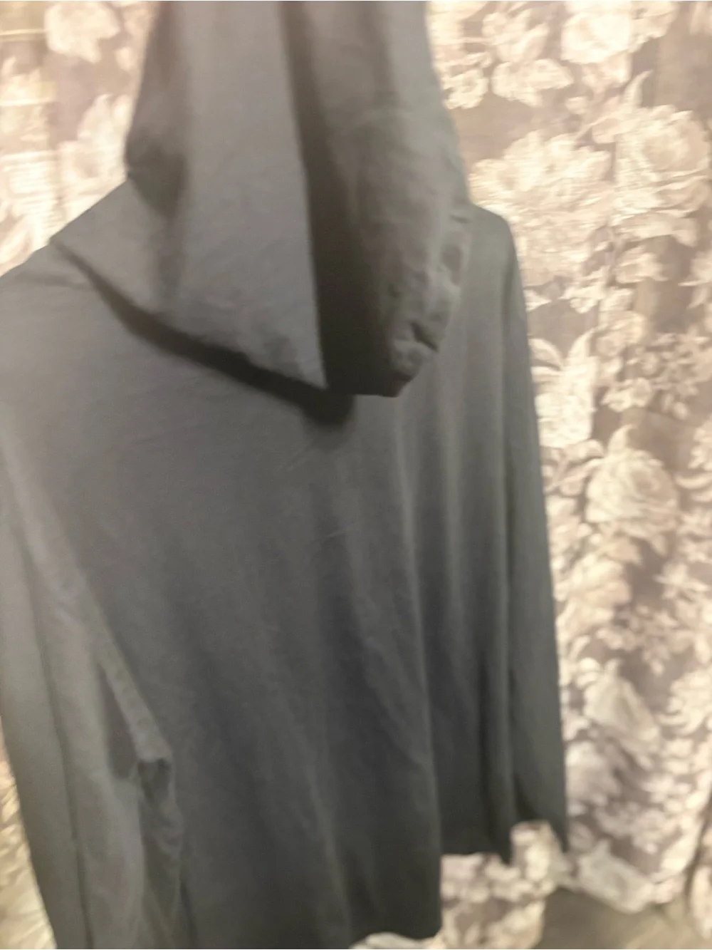 Black Hooded Long-Sleeve Shirt with Red Logo